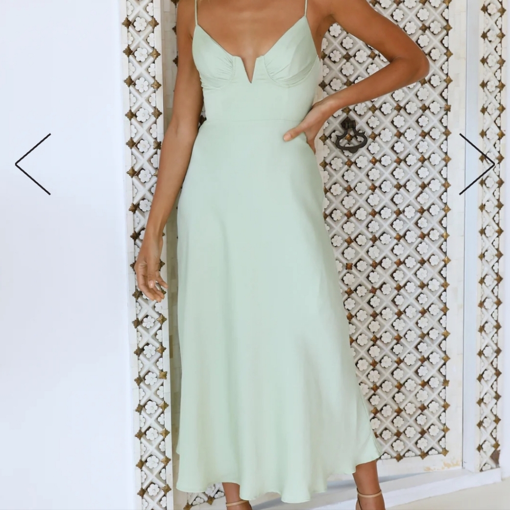 Hello molly-PRIVATE KISS MIDI DRESS AVOCADO small